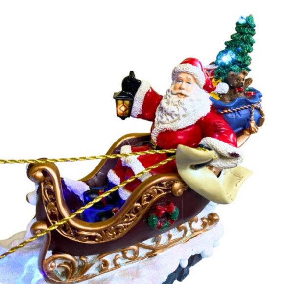 2024 Holiday Time Santa with Reindeer LED Light-Up Decoration RARE (HTF) NWT - Picture 6 of 8